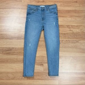 Zara Light Wash Distressed Skinny High Waist Jeans Women Size 31